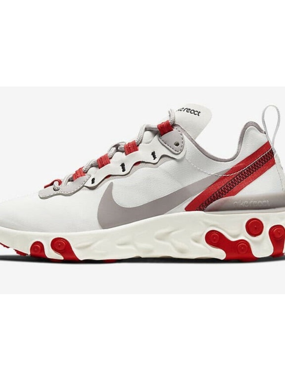 Womens React Element 55 Shoes Platinum Tint/Silver Lilac White and Red - Picture 3 of 9
